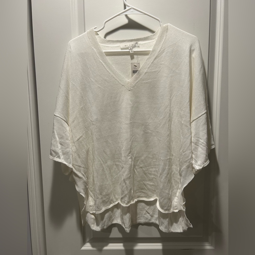 Anthropologie eri&ali White Short Sleeve Knit Blouse